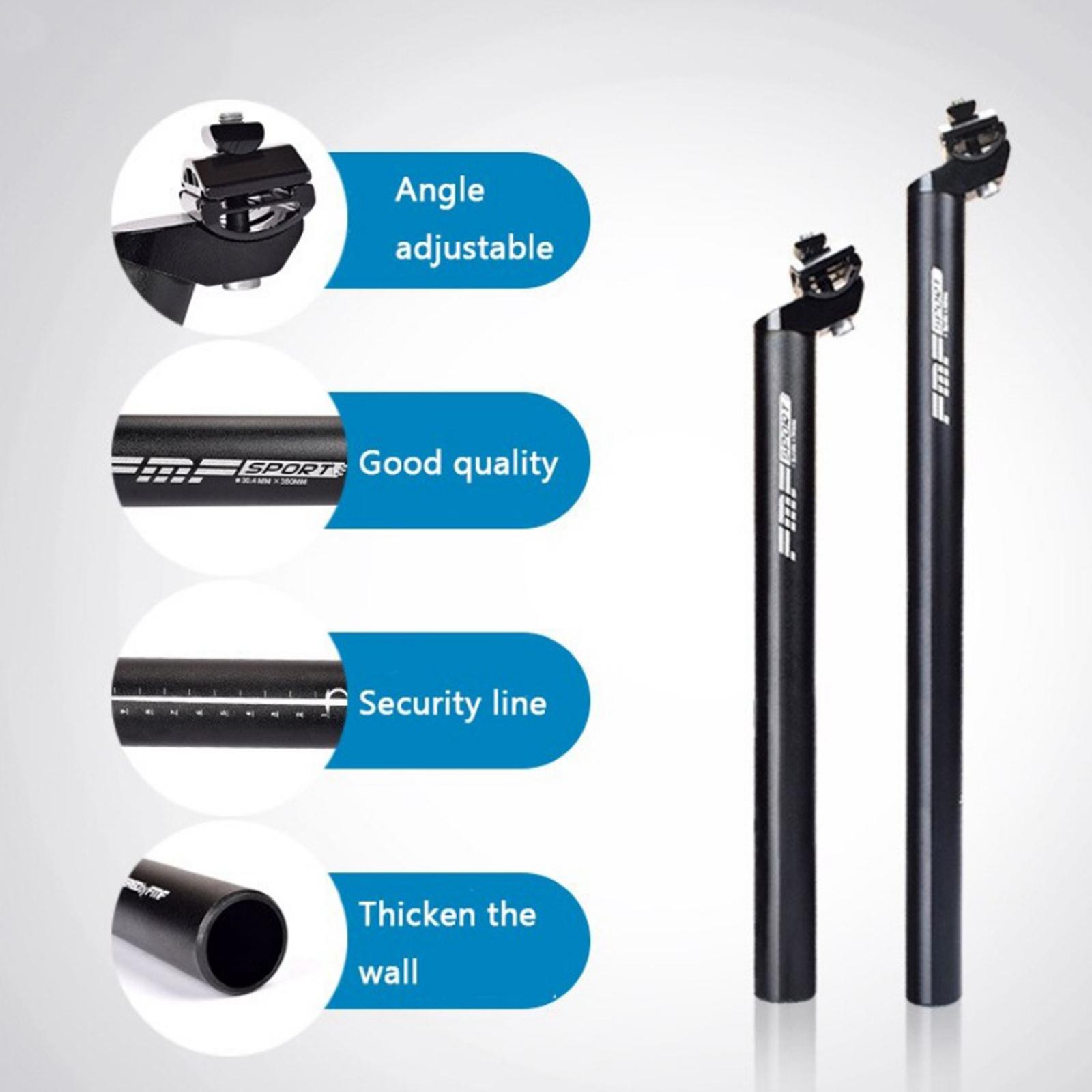 350mm Solid Bike Seatpost Angle Adjustable Mountain Road Bicycle 25.4/27.2/28.2/30.4/30.9/31.6mm Seat Post Universal Saddle Support Post Thicken Pipe