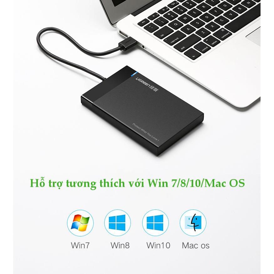 Vỏ hộp đựng ổ cứng SATA 2.0/3.0 2.5&quot; và SSD vỏ nhựa ABS cao cấp UGREEN US221