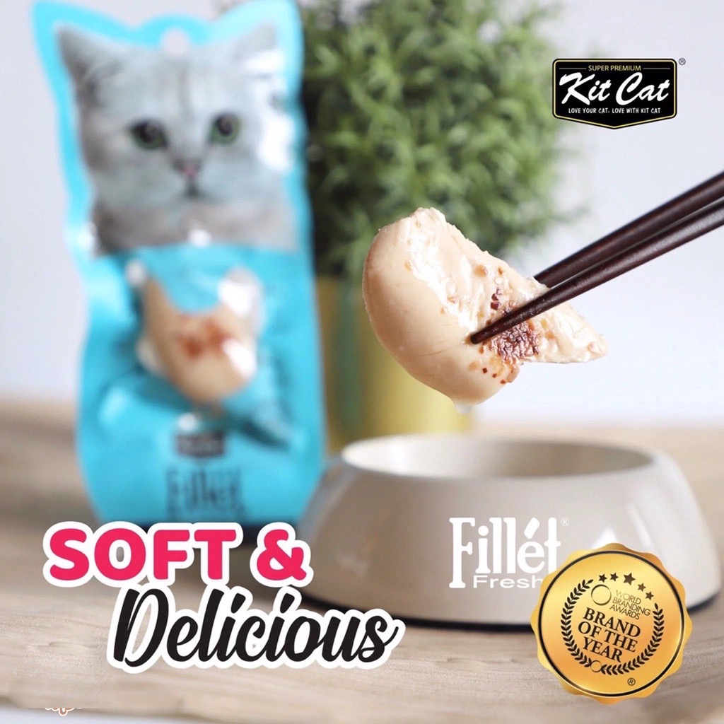 ￼Thịt Gà Phi Lê Cho Mèo - Thịt Tươi Kitcat Fresh Fillet Cho Mèo Gói 30g