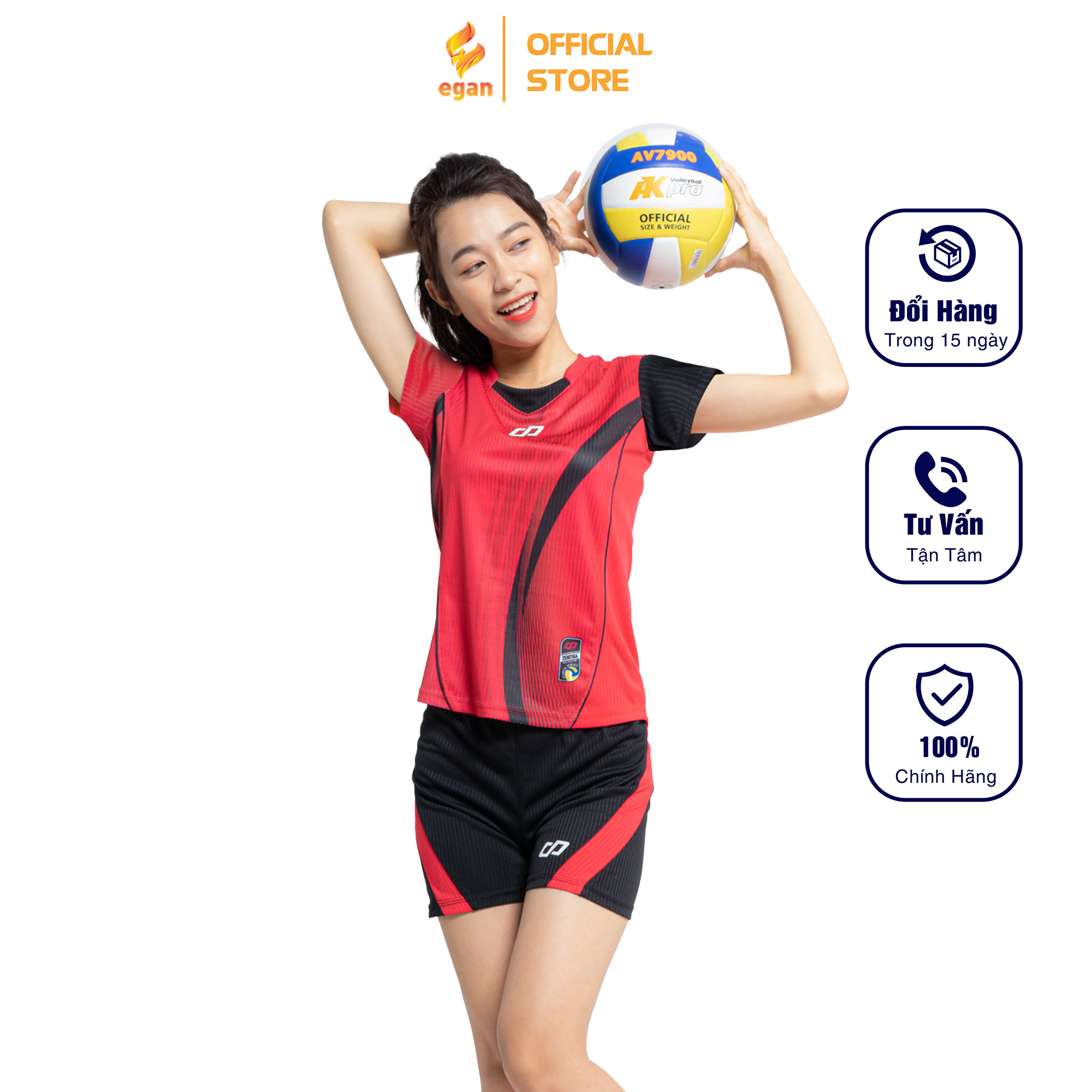 Bộ Quần Áo Thể Thao Bóng Chuyền Màu Đỏ Nữ ZENTIGA - CP SPORT BC05