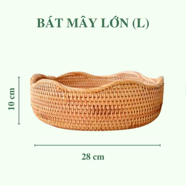 Bát Mây Tròn Viền Lượn Sóng - Khay Mây Viền Sen - Rattan Storage Basket