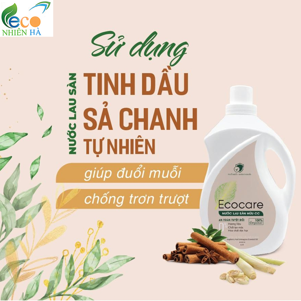 Nước lau sàn ECOCARE 2L tinh dầu thiên nhiên, nước lau nhà đuổi muỗi, chống trượt cho bé