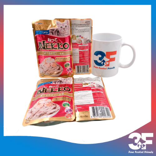 Pate Nekko Jelly Cho Mèo Trưởng Thành Từ 6 Tháng Tuổi Vị Cá Ngừ Và Tôm Sò Dạng Thạch Gói 70gr