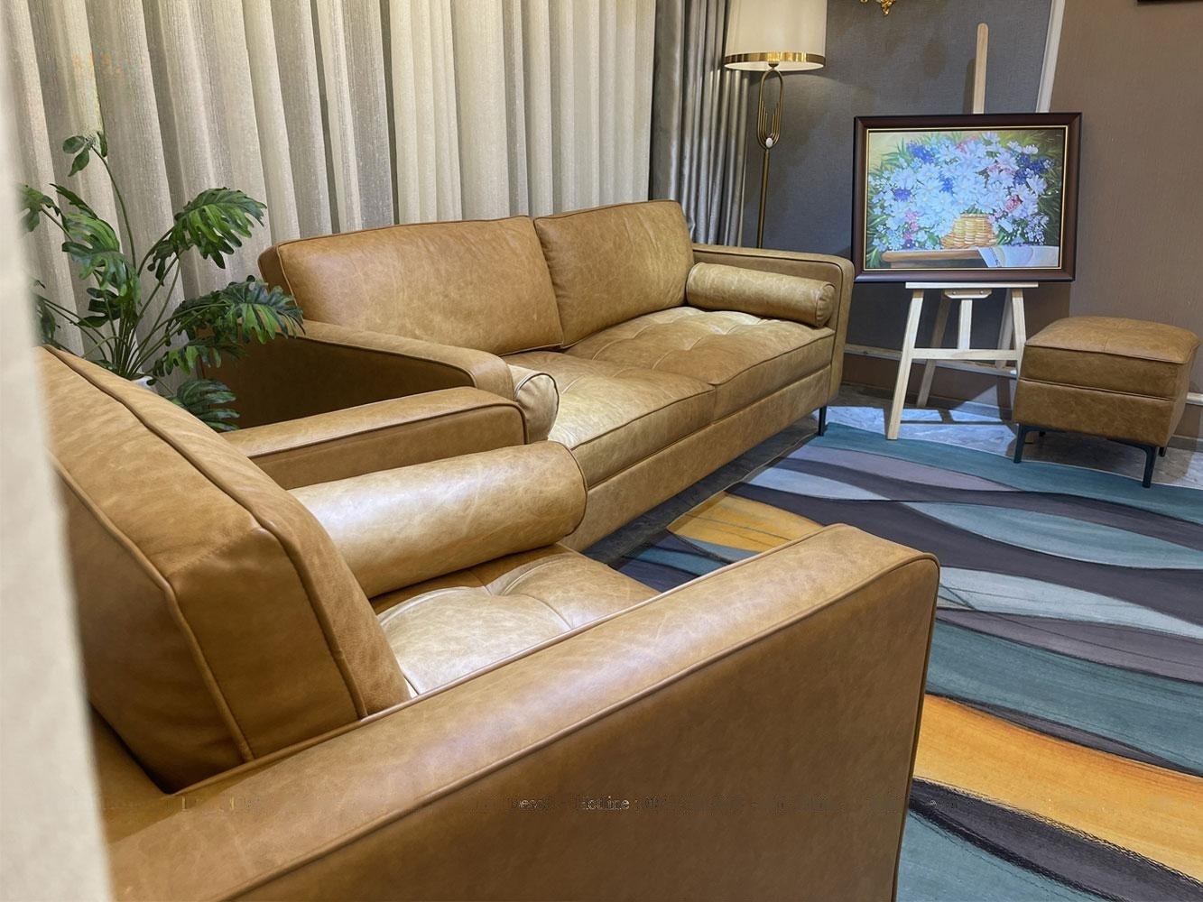 Combo ghế sofa băng da bò Italy Juno sofa màu vàng SFBCT07 2m hàng cao cấp chuẩn da bò nhập khẩu Ý
