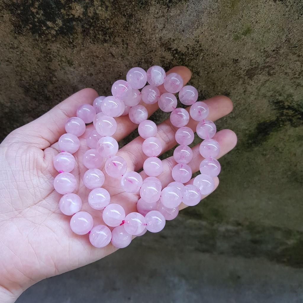 Vòng Tay Nữ Đá Màu Hồng 10 Li-Vòng phong thủy Kin