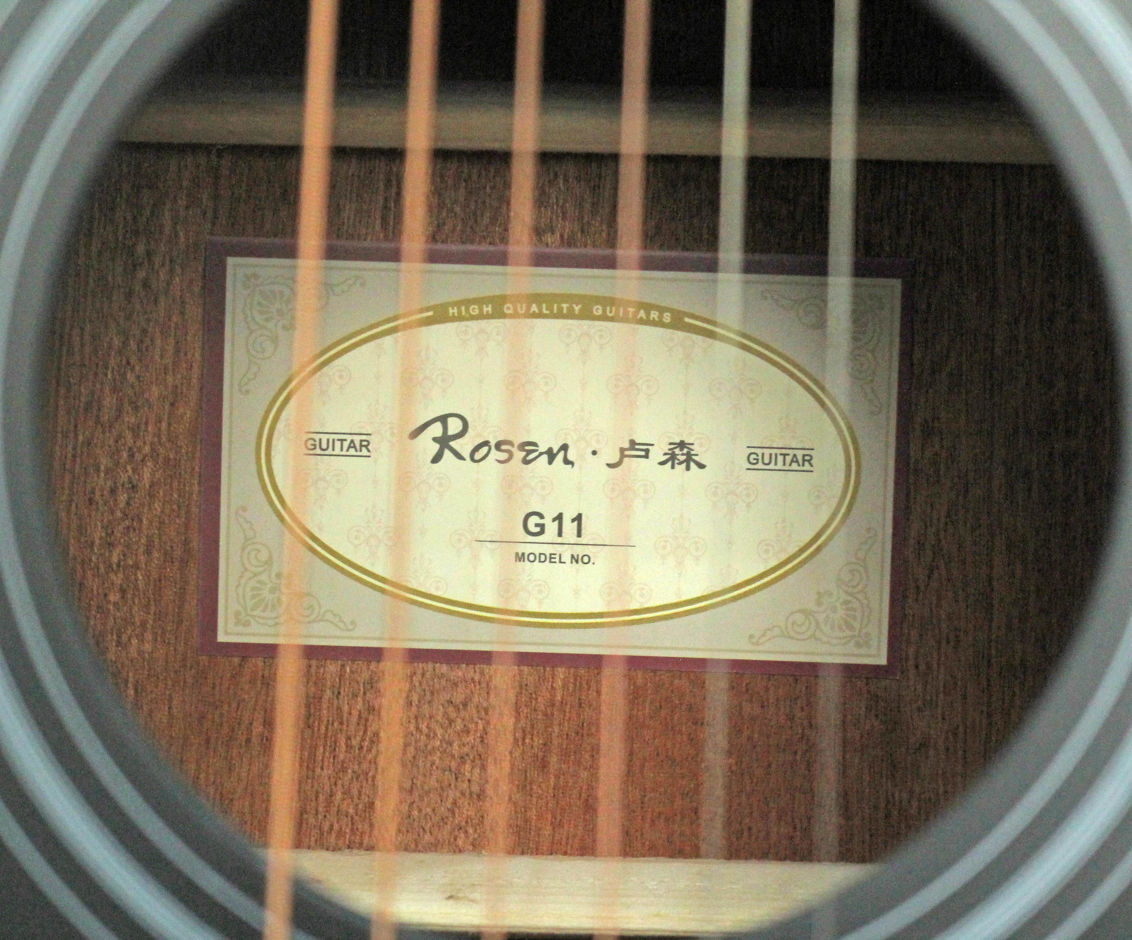 Đàn Guitar Acoustic Rosen Sunburst G11 (Gỗ Thịt- Solid top ) - Màu Vàng Viền Đen,  Size 41 Âm Thanh Tốt