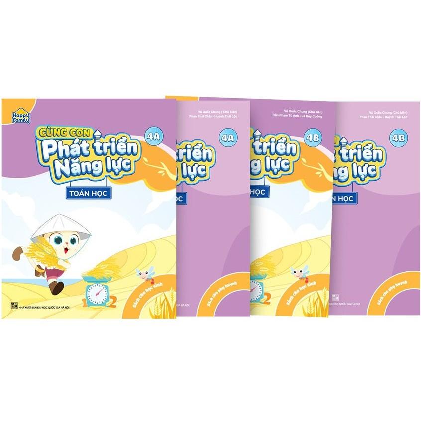 Sách - Bộ 4 cuốn Happy Family: Cùng con phát triển năng lực Toán học 4