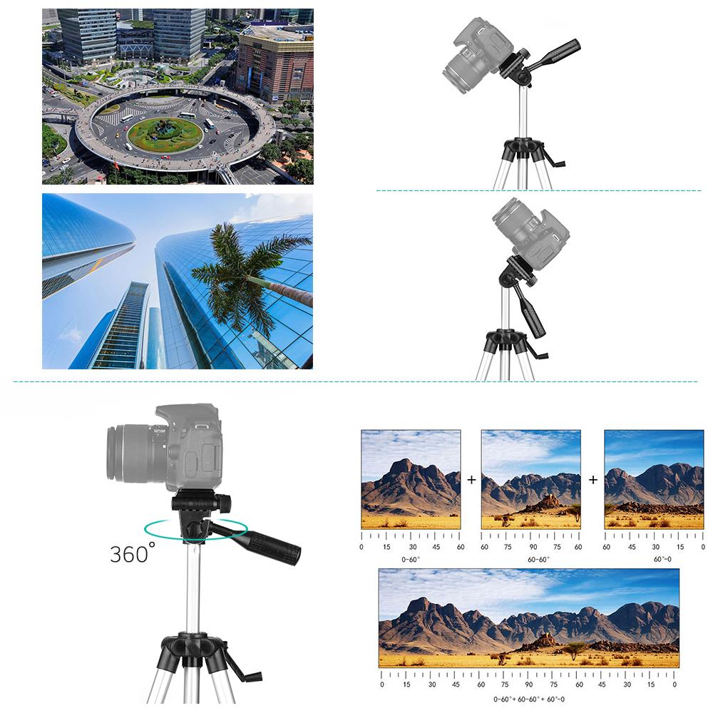 Chân máy ảnh bằng hợp kim nhôm nhẹ cầm tay Tải trọng 2,5kg với Chiều cao 46 inch / 118cm