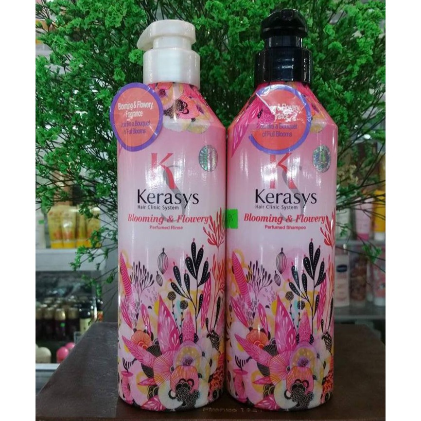 Dầu gội/xả nước hoa KeraSys Blooming&amp; flowery - Hương tuyết tùng và linh lan Hàn Quốc 600ml