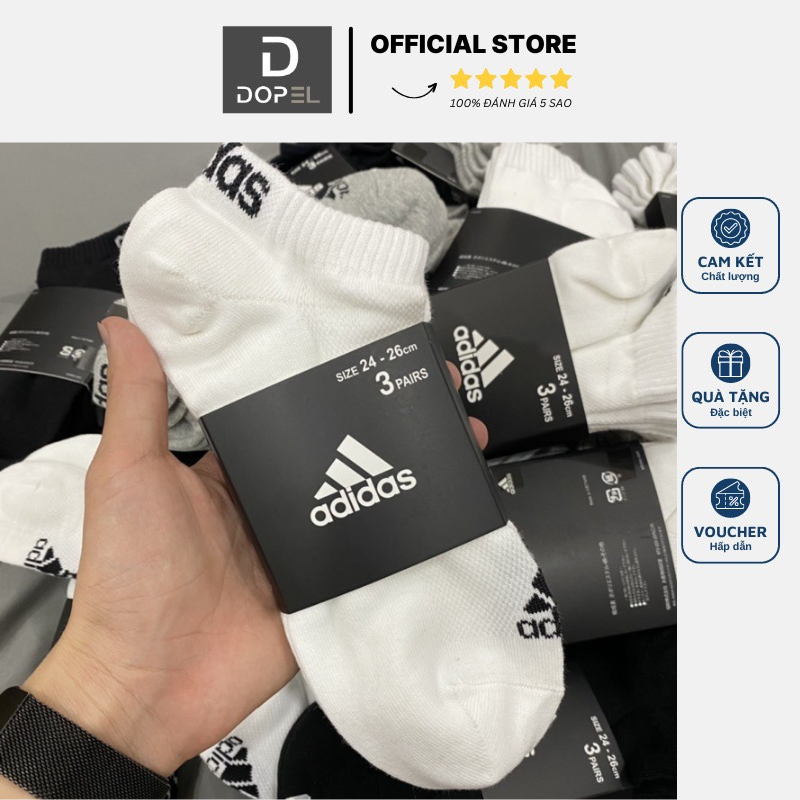 Vớ Adidas 3 Cổ Ngắn Nam Nữ Hàng Xuất Nhật Co Dãn