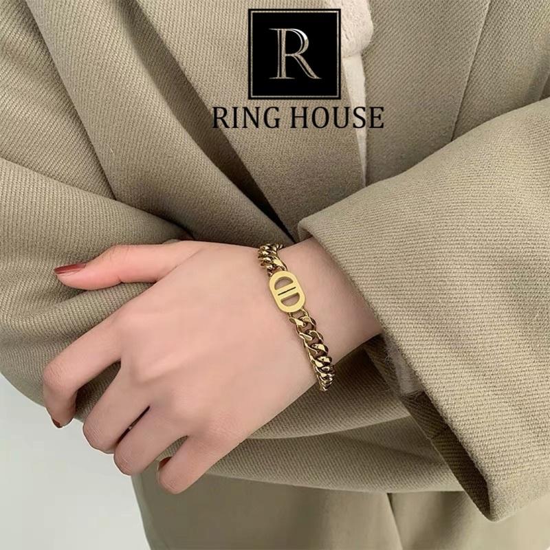 Lắc Tay Vòng Tay Nữ Dây Xích Titan Không Gỉ Vàng Gold Cá Tính DO Đẹp Ring House