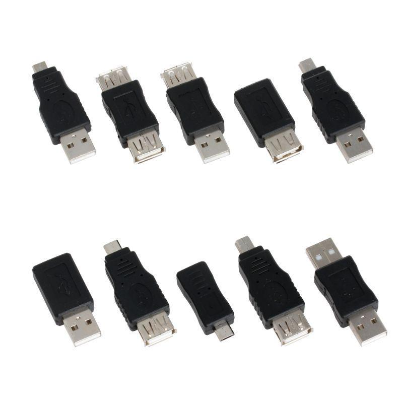 Set 10 Đầu Chuyển Đổi Otg 5 Pin F / M Mini Usb Male Sang Female Micro Usb