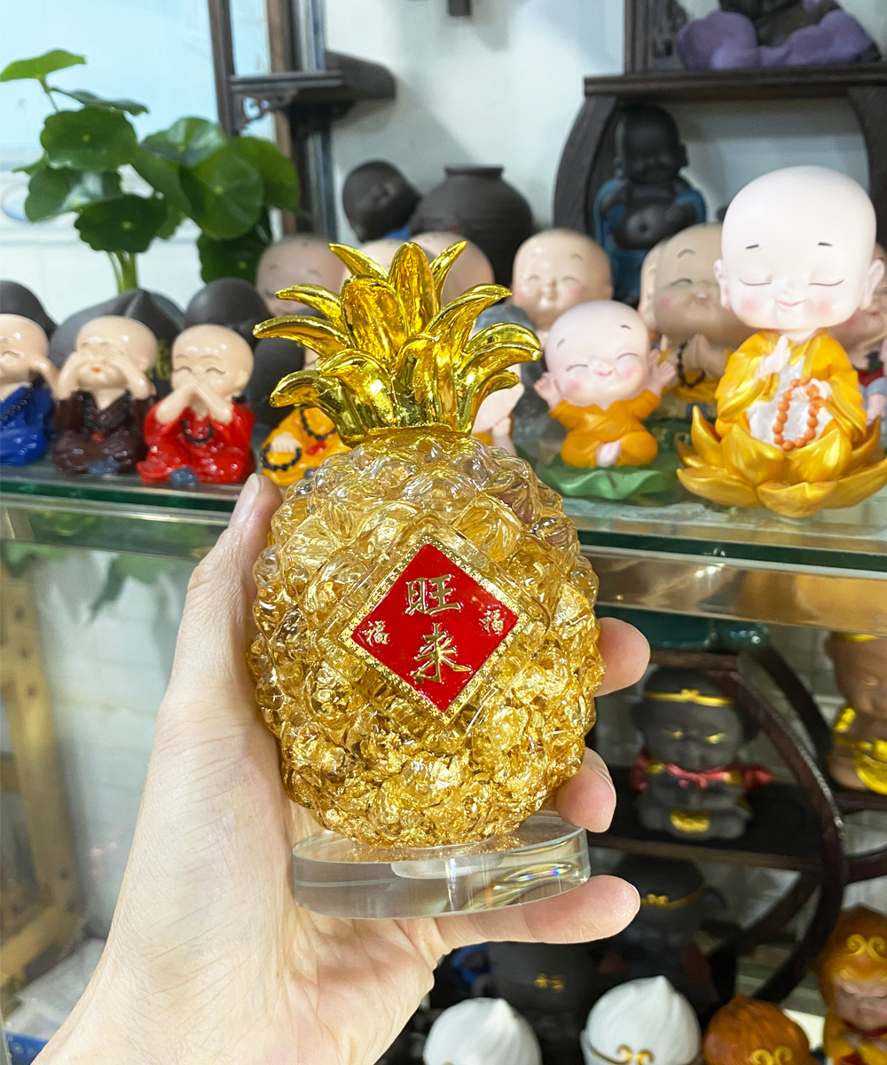Túi vàng phong thủy hình trái thơm - túi vàng lá Thần Tài may mắn