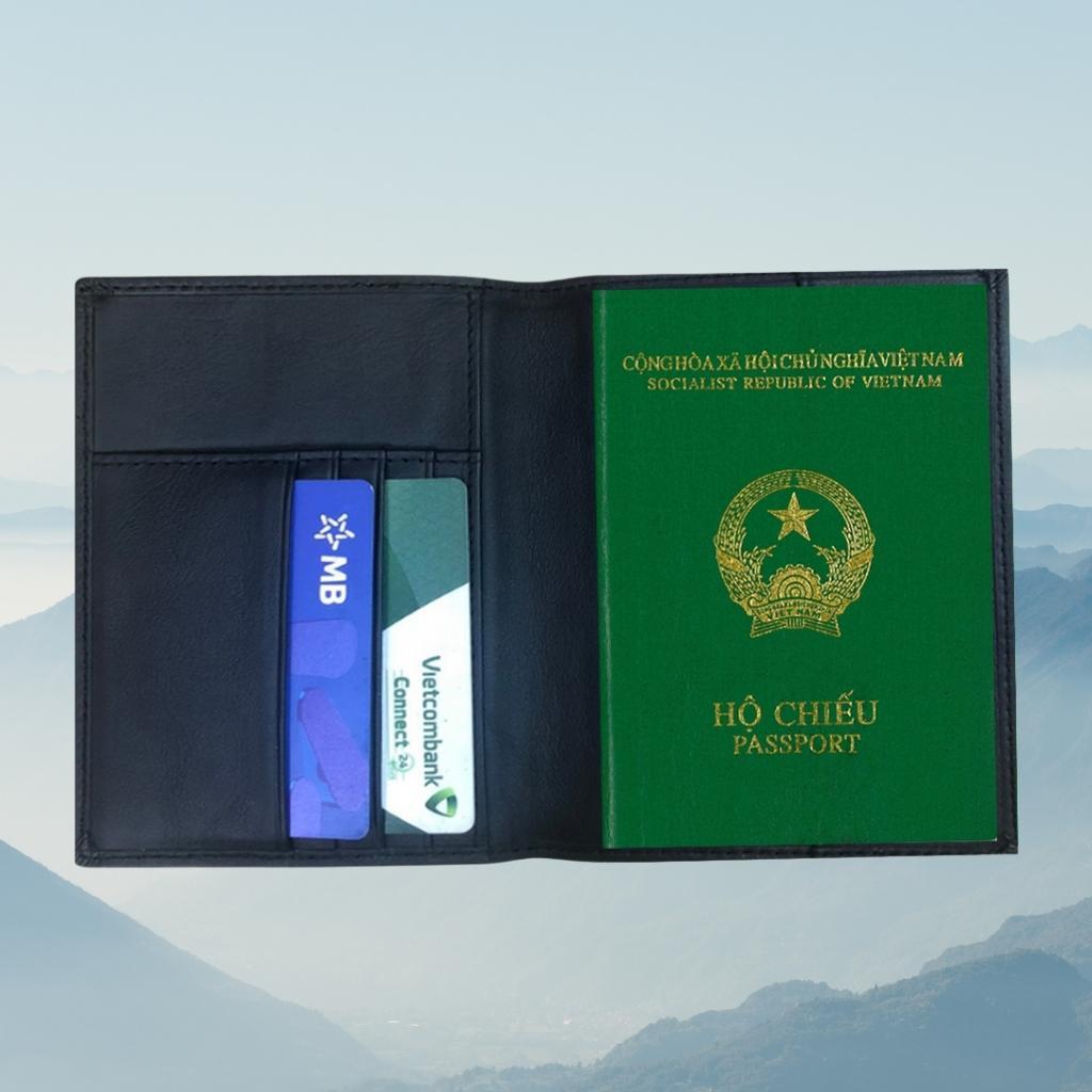 Ví đựng hộ chiếu Passport thời trang chất liệu da bò cao cấp 40596 màu đen