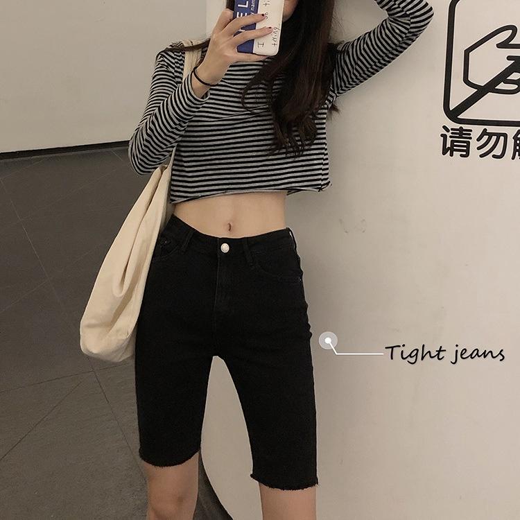 Quần ngố jean nữ lưng cao Doloxi vải co giãn cao cấp Q041