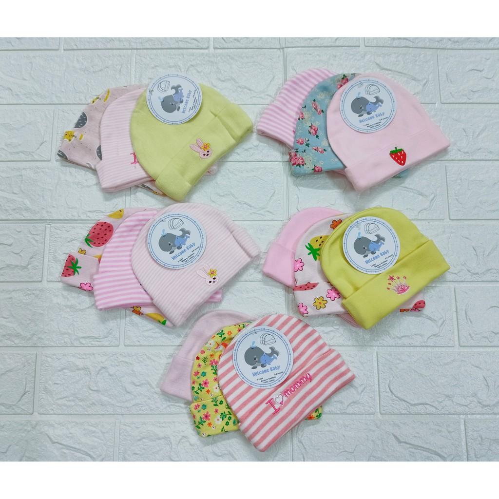 Mũ sơ sinh tròn set 3c