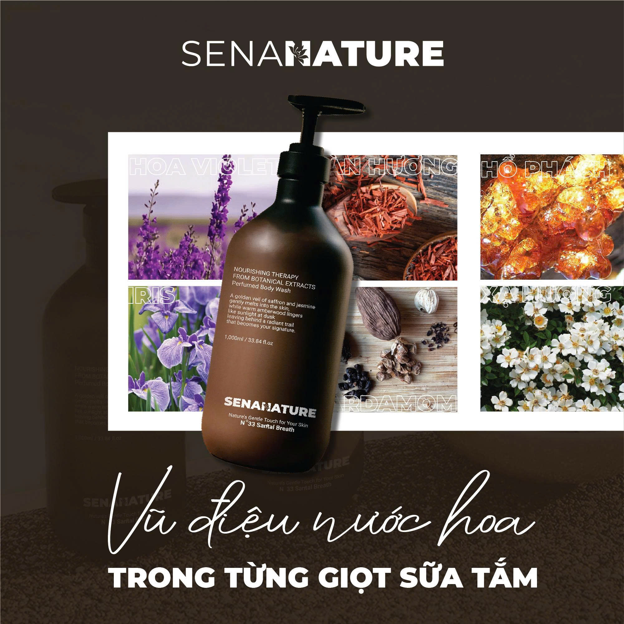 Sữa tắm nước hoa SENANATURE NOURISHING THERAPY FROM BOTANICAL EXTRACTS Perfumed Body Wash 500ml