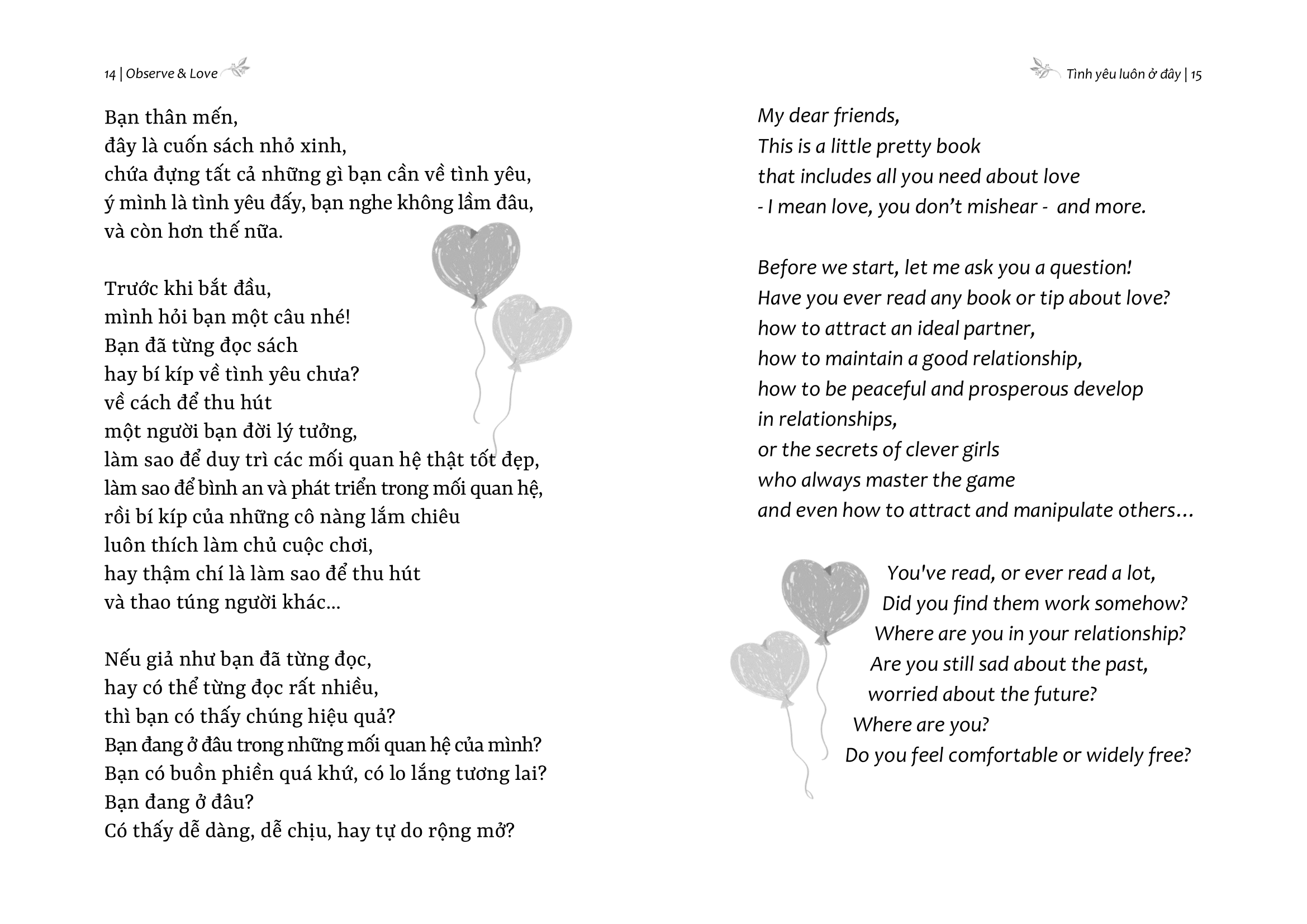 Sách - Observe And Love - Tình Yêu Luôn Ở Đây - Phiên Bản Song Ngữ