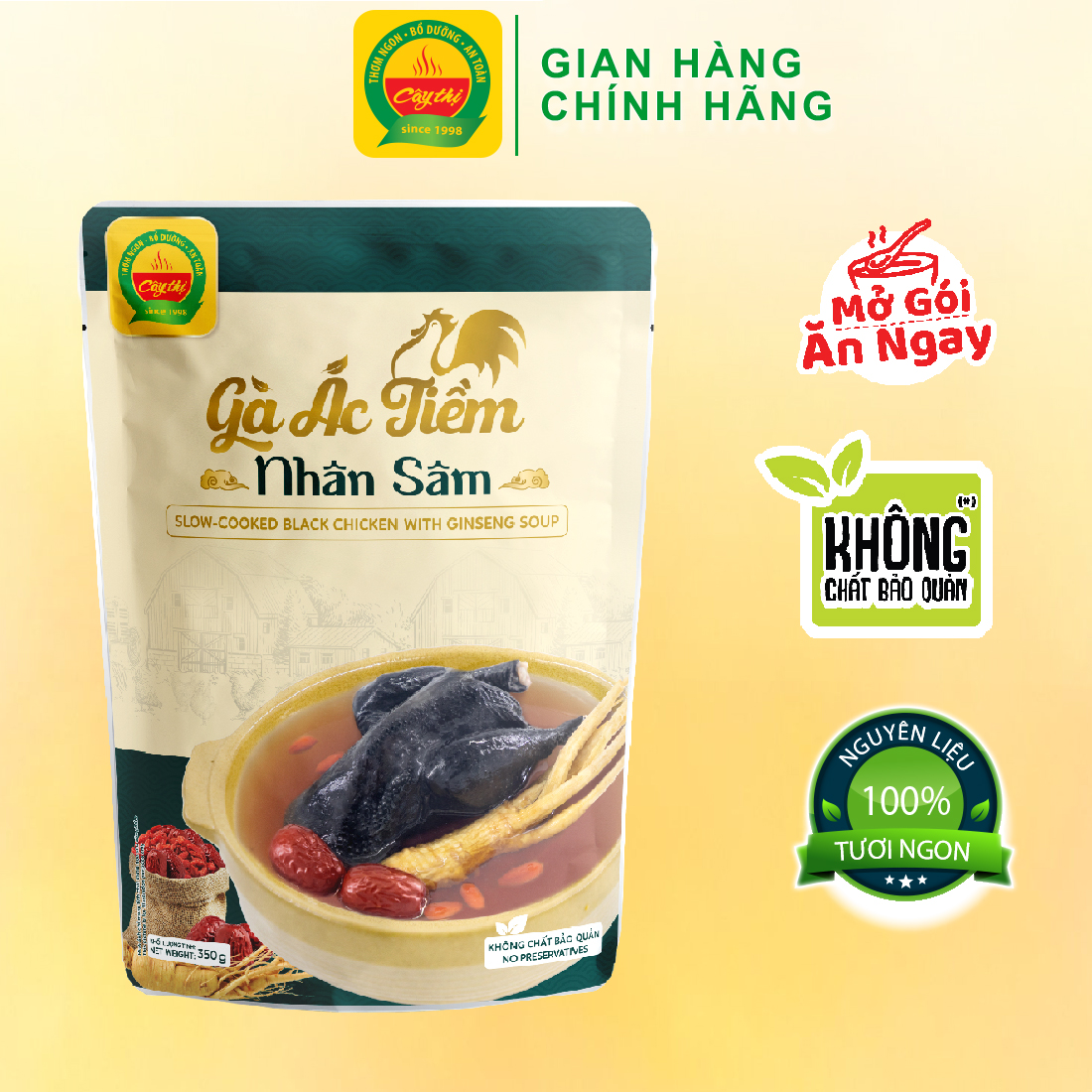 Gà Ác Tiềm Nhân Sâm Thương Hiệu Cây Thị