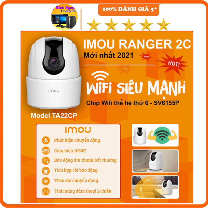 Camera IP WIFI XOAY 360 IMOU Ranger2C-D TA22CP-D Trong Nhà Còi Hú Báo Động, Hàng chính hãng