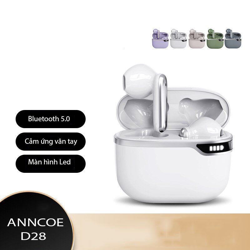 Tai Nghe Bluetooth Nhét Tai Anncoe AnnPods D28 thiết kế trẻ trung, cá tính – Định vị - Cảm ứng – Thời gian sử dụng lên tới 4h- Hàng Chính Hãng