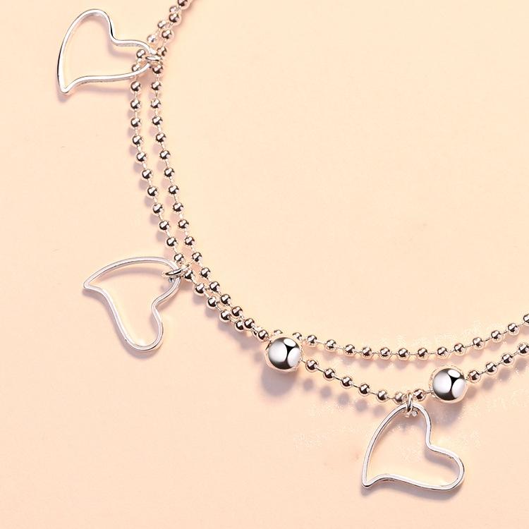 Lắc Chân Mạ Bạc Hình Trái Tim Độc Đáo Phong Cách Âu Mỹ