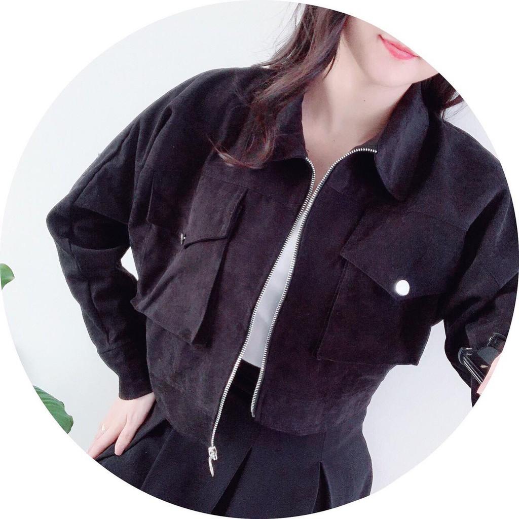 ÁO KHOÁC NHUNG BỐ LỤA QUẢNG CHÂU CAO CẤP, ÁO KHOÁC CROPTOP LỬNG CÁ TÍNH