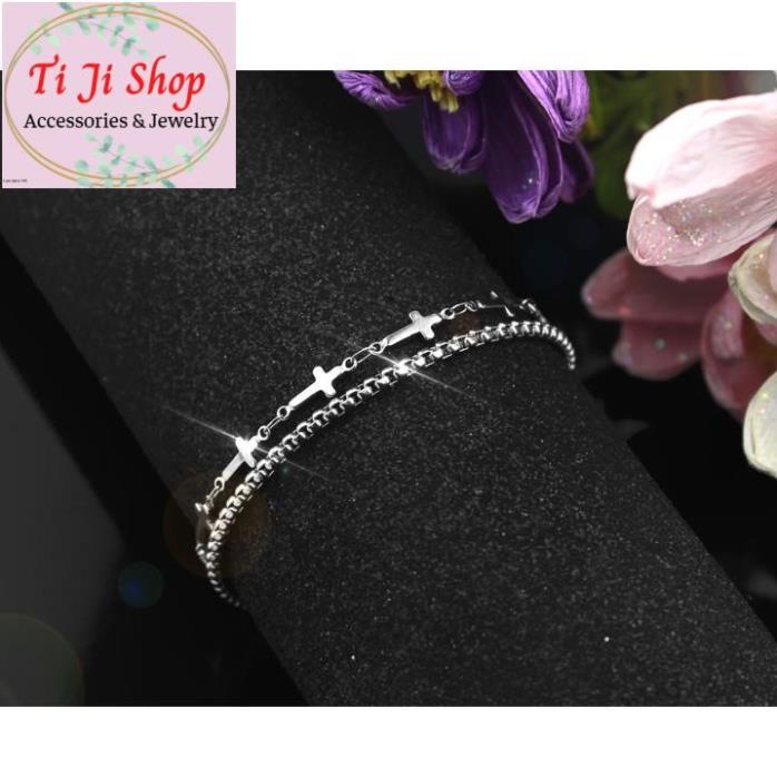 LẮC TAY NỮ INOX THÁNH GIÁ TẦNG - đẹp, không đen,