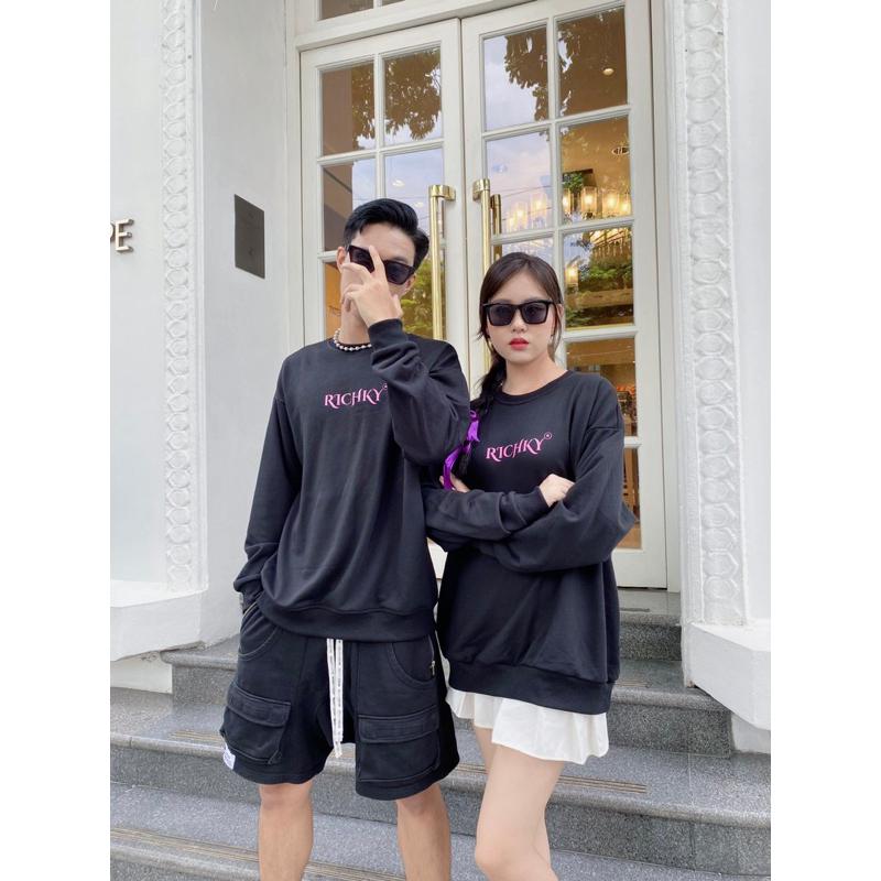 [Mã INBAU300 giảm 10% đơn 250K] Áo Sweater Local Brand Unisex Richky Premium Sweater BlackPink - RKS03
