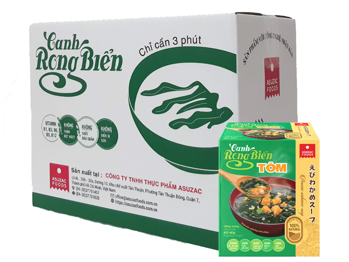 Thùng Canh rong biển tôm Asuzac 12 hộp (120 gói x 4g)