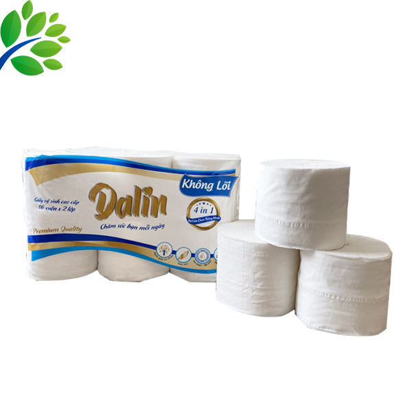 GIẤY VỆ SINH NGUYÊN SINH CAO CẤP DALIN KHÔNG LÕI 6 CUỘN/LỐC