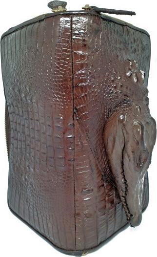 Ví nữ da cá sấu Huy Hoàng nhiều ngăn đầu cá sấu màu nâu đất HT3726