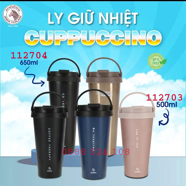 Bình giữ nhiệt inox Zebra ly Cà phê 500ml, 650ml