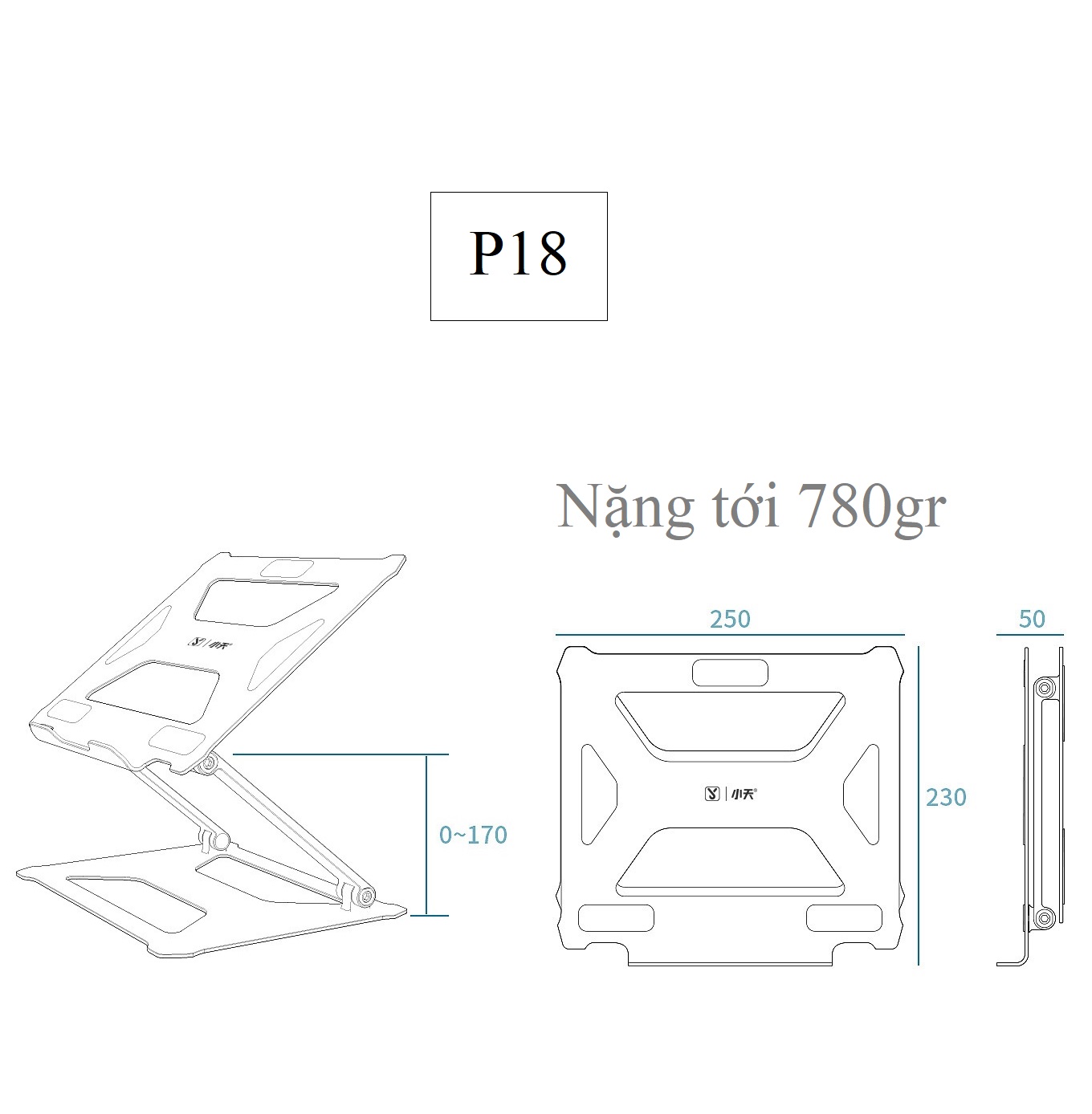 Giá đỡ tản nhiệt chỉnh độ cao cho laptop máy tính bảng P18 SSKY - Hàng nhập khẩu