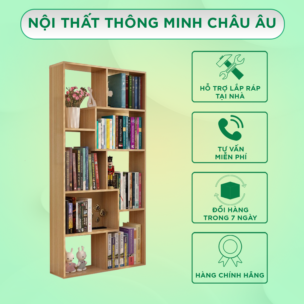 Kệ Sách Gỗ Đa Tầng IGA - GP42, Chất Liệu Gỗ MDF Cao Cấp Phủ Melamin Chống Mối Mọt