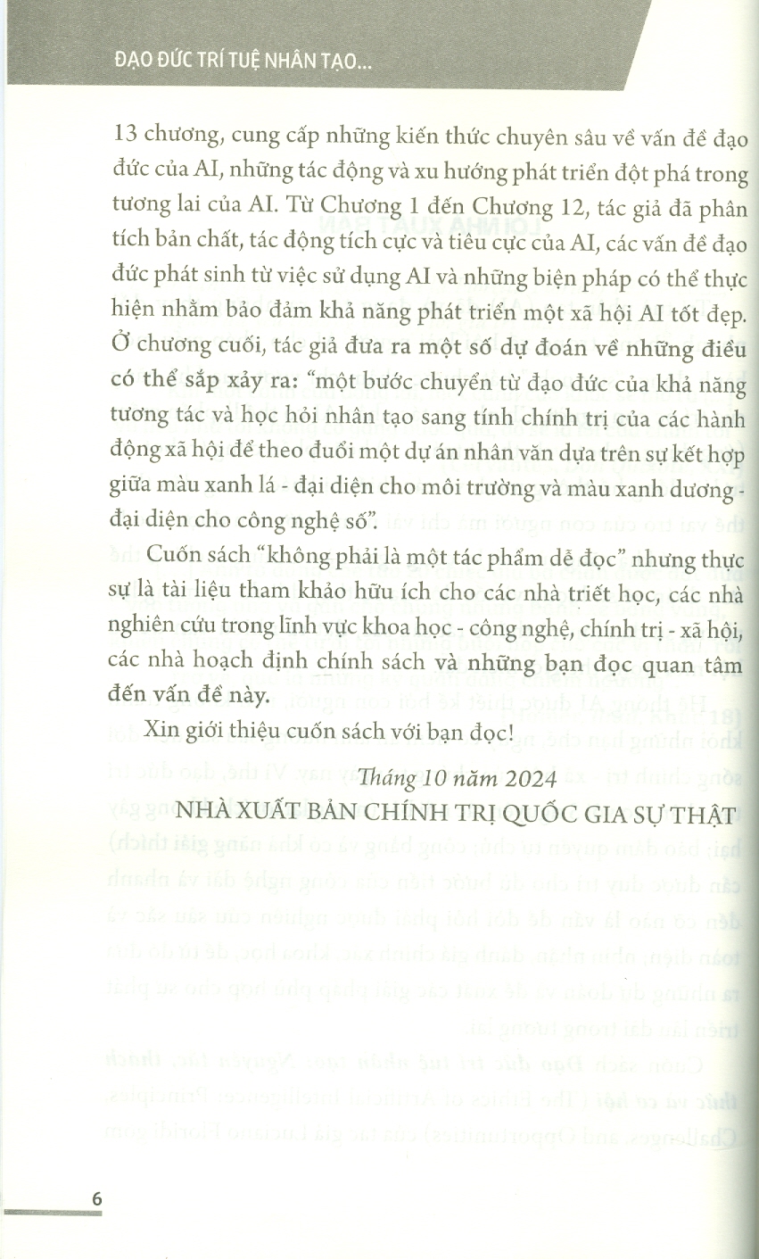 Đạo đức trí tuệ nhân tạo nguyên tắc, thách thức và cơ hội (Sách tham khảo) - bản in 2025