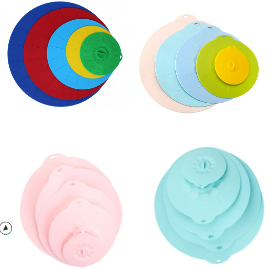 Bộ 5 Nắp Đậy Thực Phẩm Silicone Dùng Được Trong Lò Vi Sóng Màu Sắc Ngẫu Nhiên