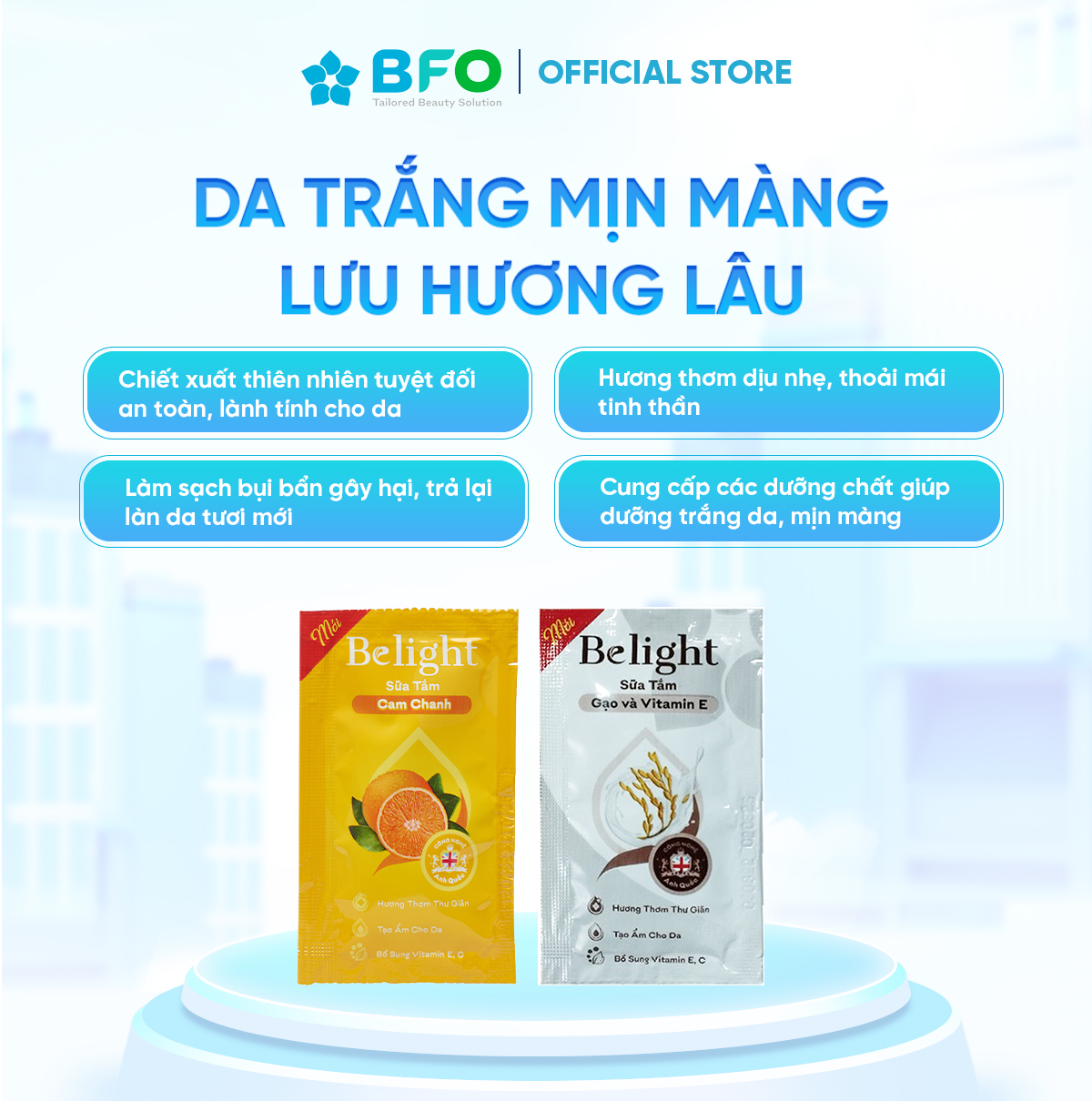 Dây Sữa Tắm Belight Tinh Dầu Thiên Nhiên Giúp Thư Giãn Lưu Hương 6ml (12 Túi)