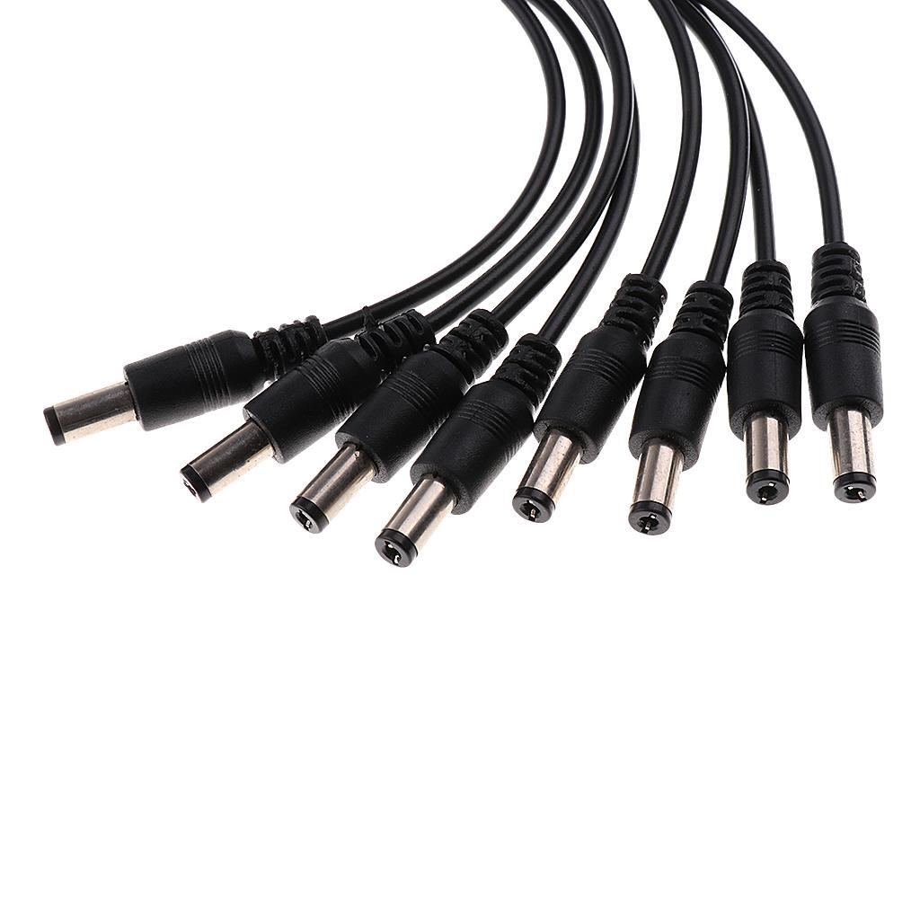 39cm Power Supply Adapter 8 Split Power Cable for CCTV Camera DVR Black