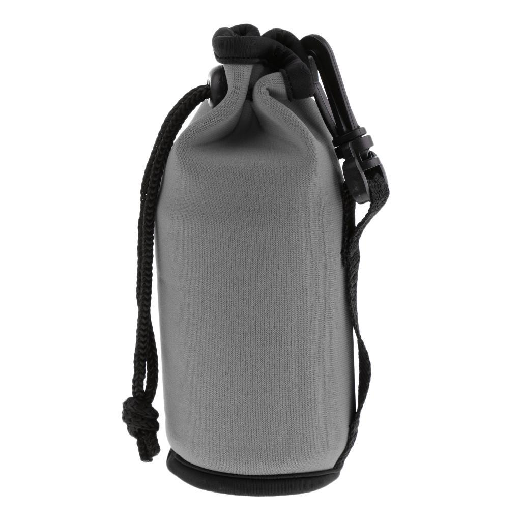 2pcs Black & Grey Neoprene Insulated 500ml Sports Drink Water Bottle Cover Sleeve Holder with Drawstring & Clip 175 x 64mm