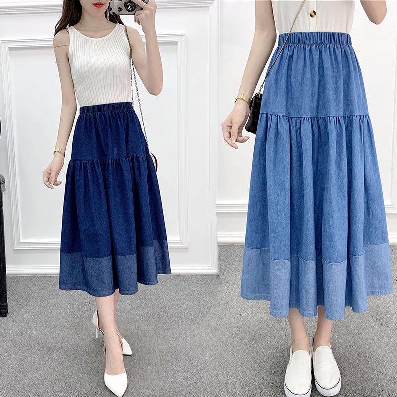 Chân Váy Denim Lưng Cao Co Giãn Tốt Cỡ Lớn Dễ Phối Đồ