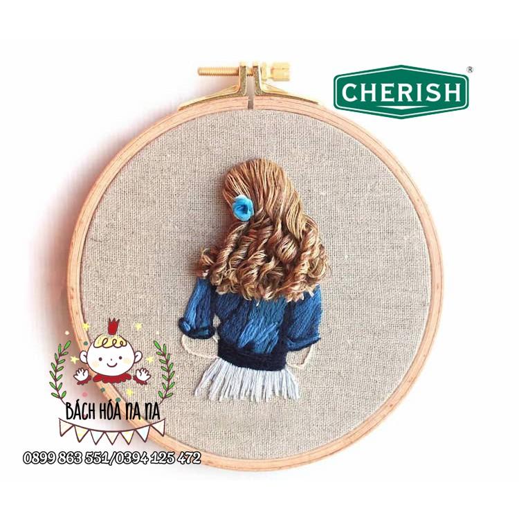 DIY Bộ kit tự thêu tranh cô gái đáng yêu-làm tóc cho cô gái -tự thêu trang trí nhà cửa Decor Handmade - Na Na Shop