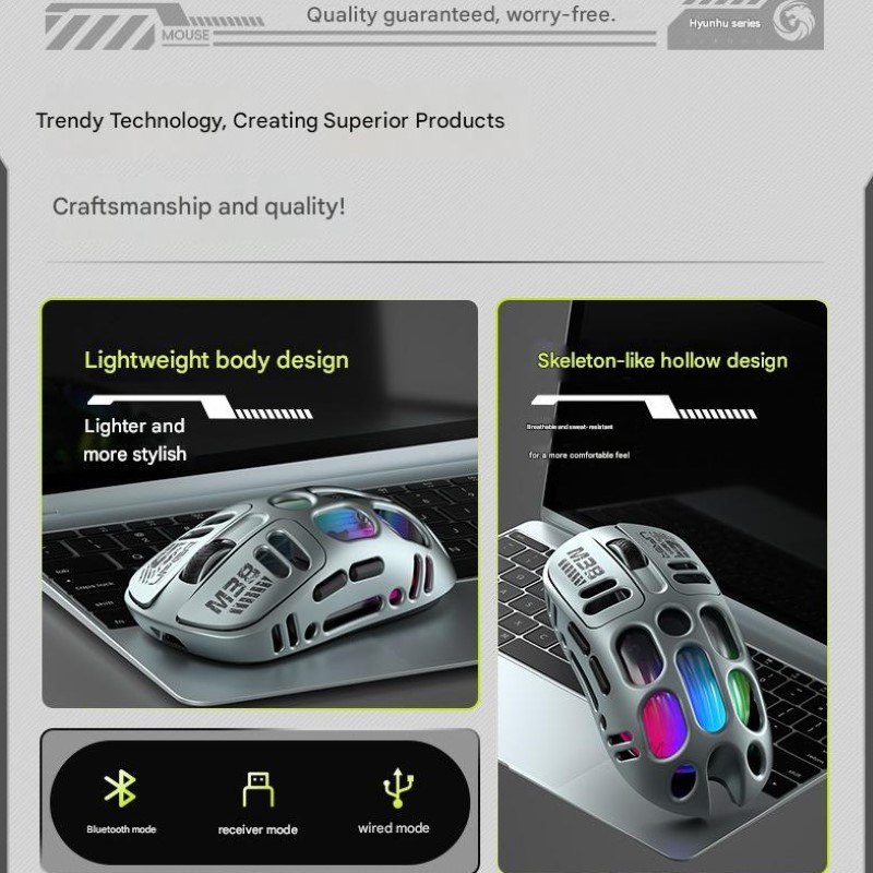 Chuột Led Không Dây M38 đa kết nối Bluetooth 5.0 + Usb 2.4G + Cáp 12800Dpi Pin Sạc TypeC hàng nhập khẩu