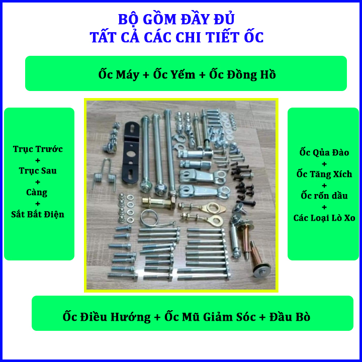 Bộ ốc Full các dòng xe Wave Hàng Nhật Bản Bộ đầy đủ tất cả các chi tiết