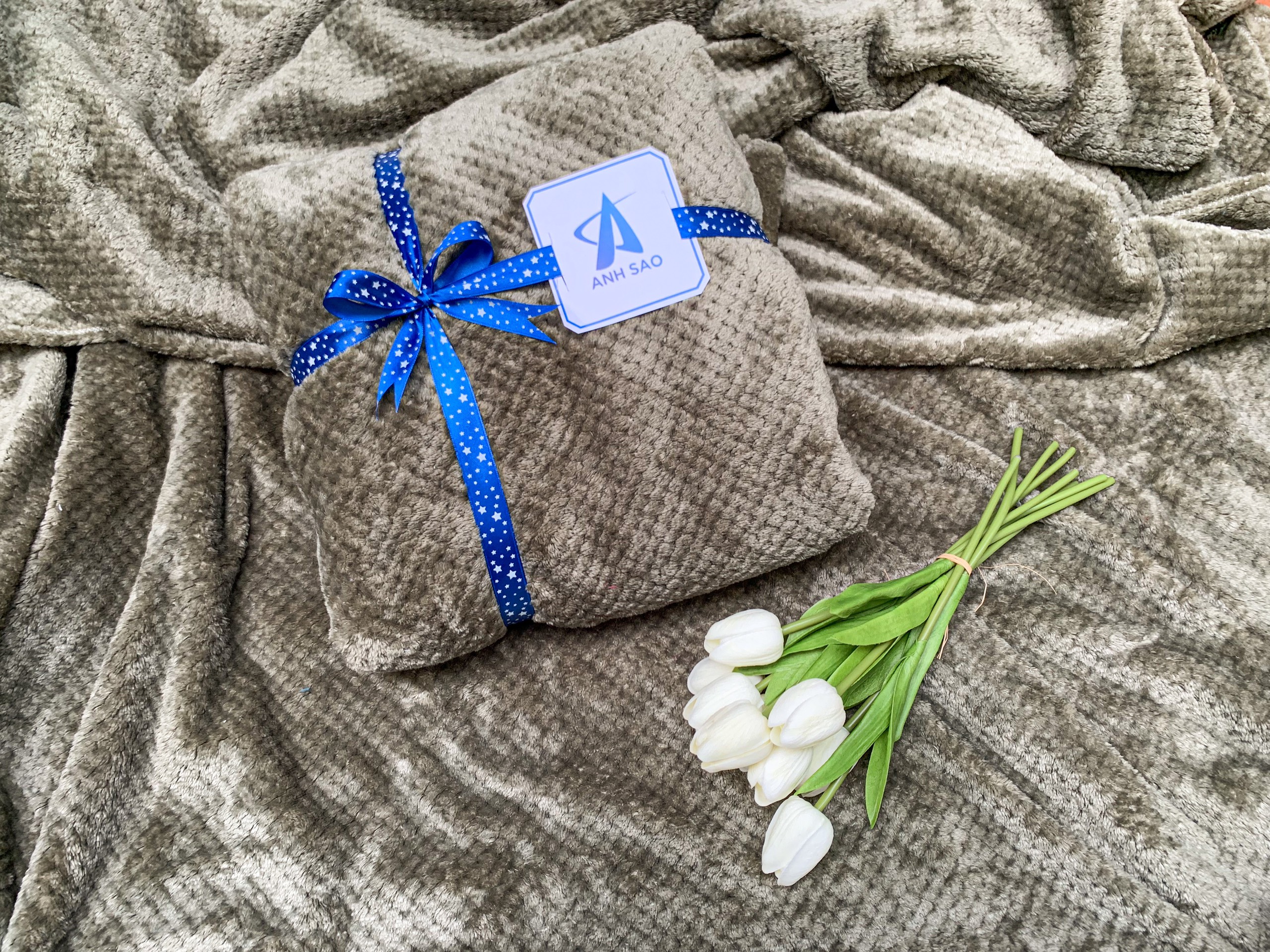 Mền lông cừu vân hạt bắp vải microfiber cao cấp A 1m6x2m - mềm mại, ấm áp, thấm hút tốt