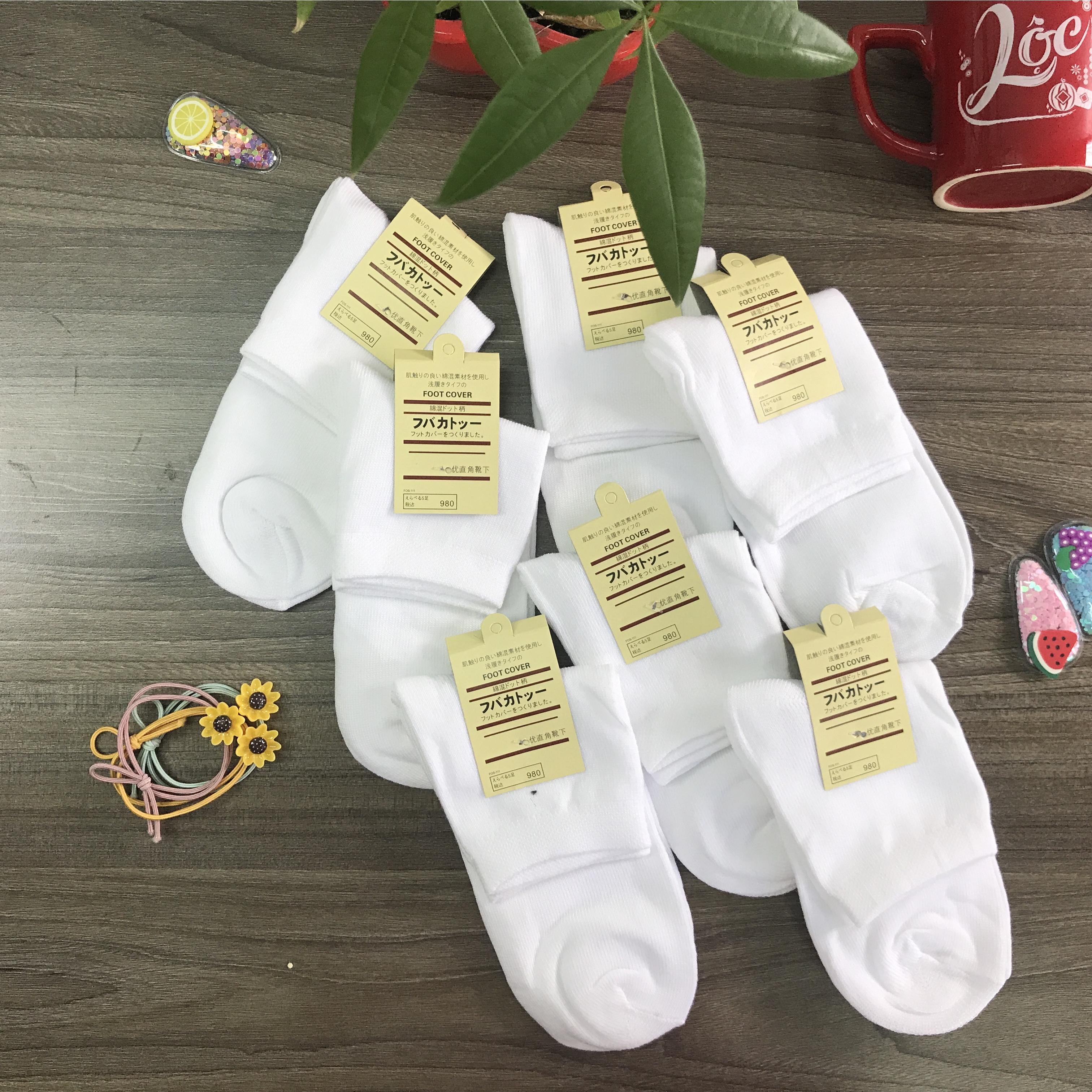 Set 7 Đôi Vớ trơn Nam Nữ cổ cao chuẩn xuất Nhật
