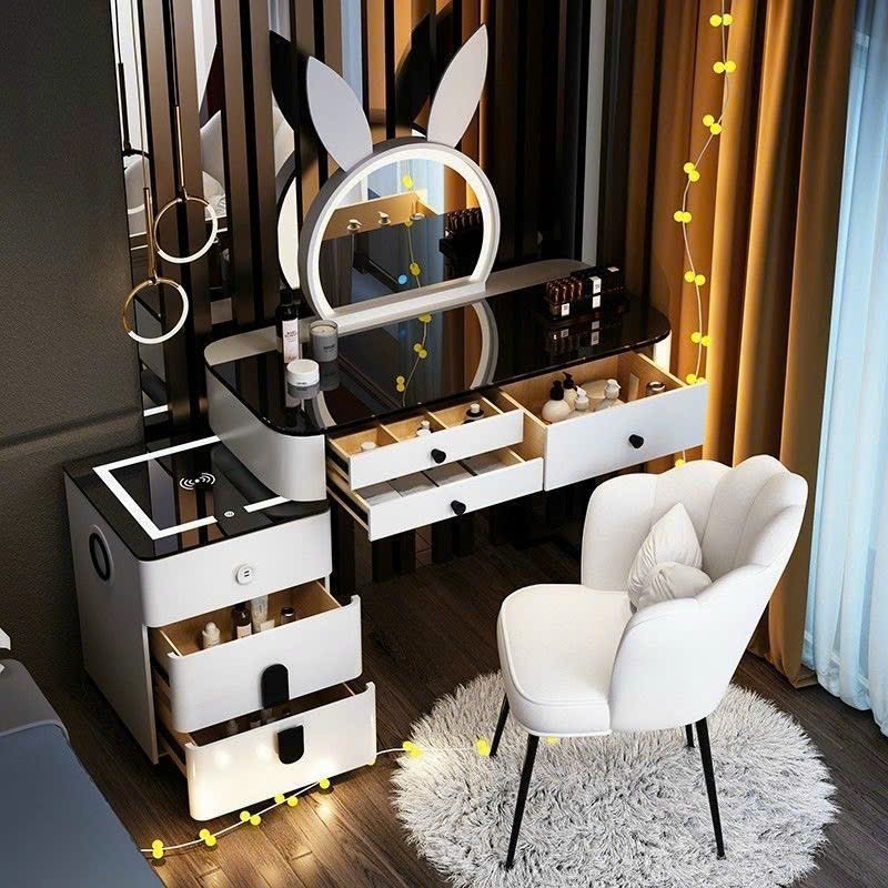 Bàn trang điểm BT Tundo bọc da mặt kính gương led cảm ứng