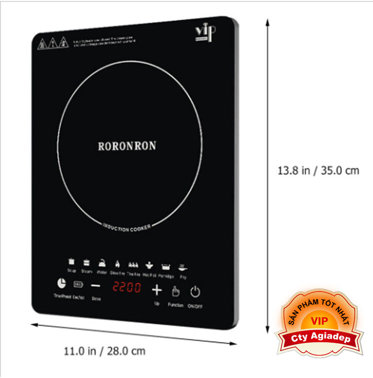 Bếp từ cao cấp nấu siêu nhanh RONRON 2200W mặt kính pha lê đen