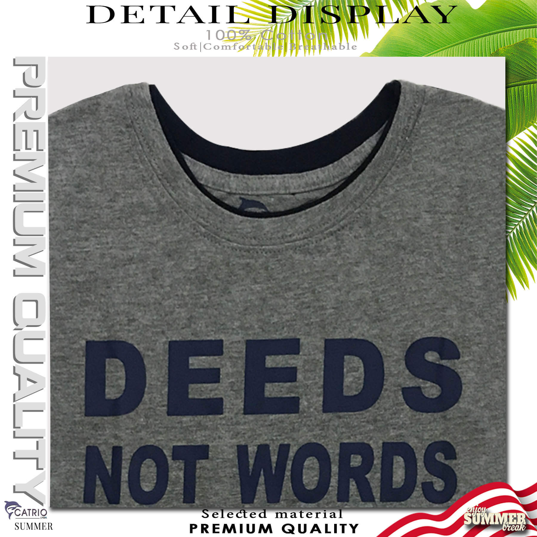 ÁO THUN BÉ TRAI NGẮN TAY CATRIO in DEEDS là áo phông trẻ em từ 9 tuổi đến 18 tuổi màu XÁM, chất liệu 100% cotton an toàn, áo thun bé trai thuộc BST quần áo thời trang trẻ em CATRIO