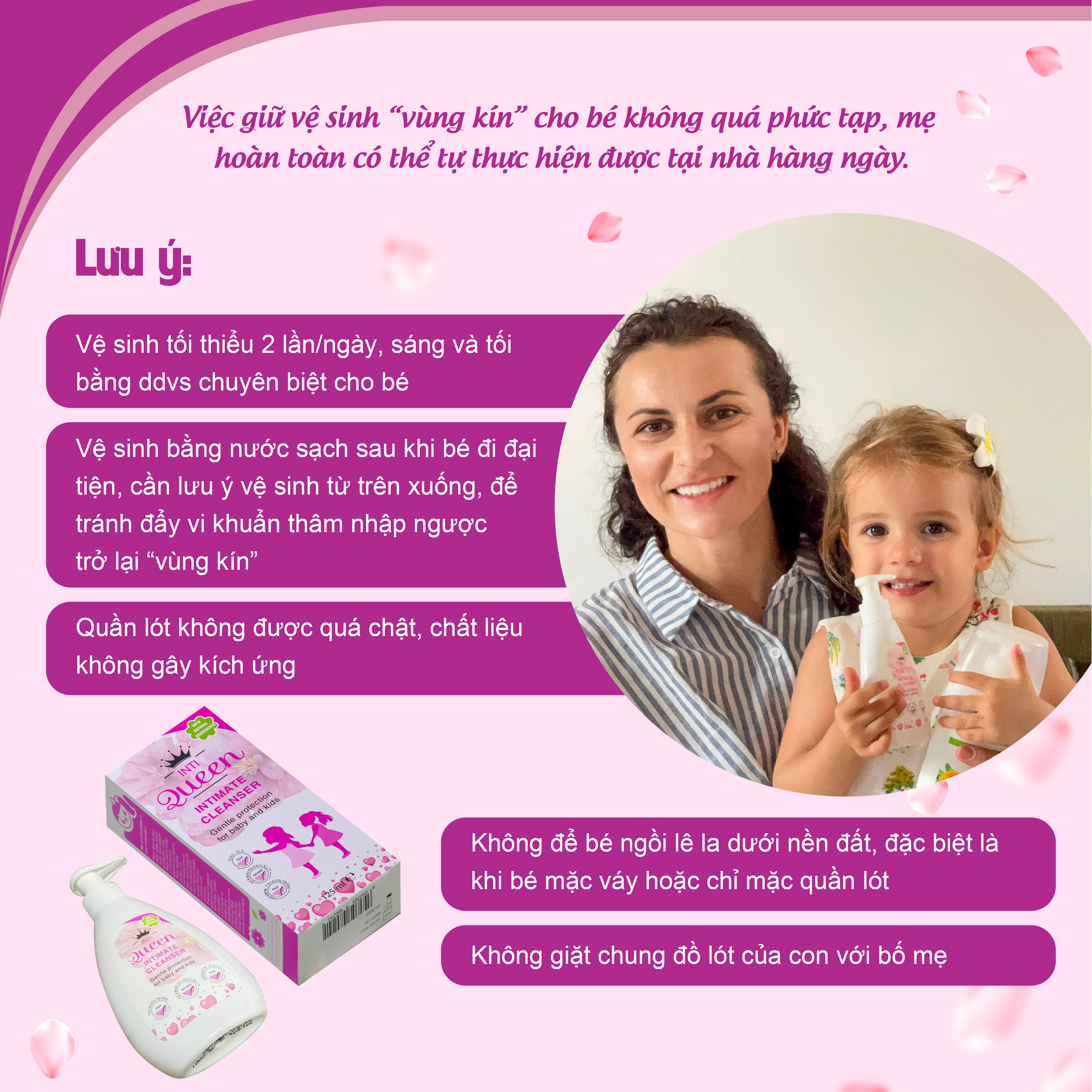 IntiQueen Intimate Cleanser – Dung dịch vệ sinh cho bé gái từ 0 đến 14 tuổi | Nhập khẩu Ý